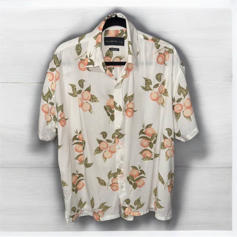 Abercrombie & Fitch Men's Oversized Short Sleeve Button Down Shirt Size‎ Large